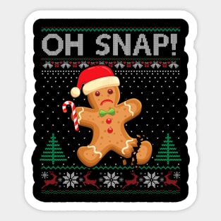 Gingerbread Man Cookie Ugly Sweater Oh Snap Christmas Sticker